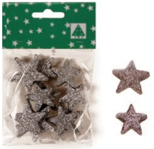 GLITTERSTERNE 40/55MM SIL