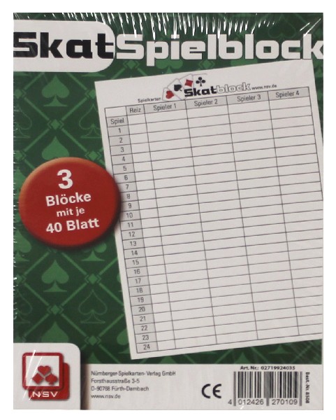 SKAT,SPIELBLOCK,3ER