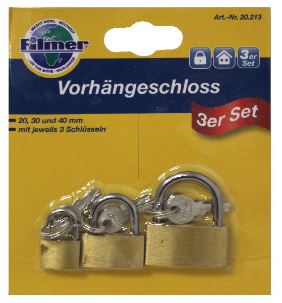 VORHÄNGESCHLOSS 3ER SET