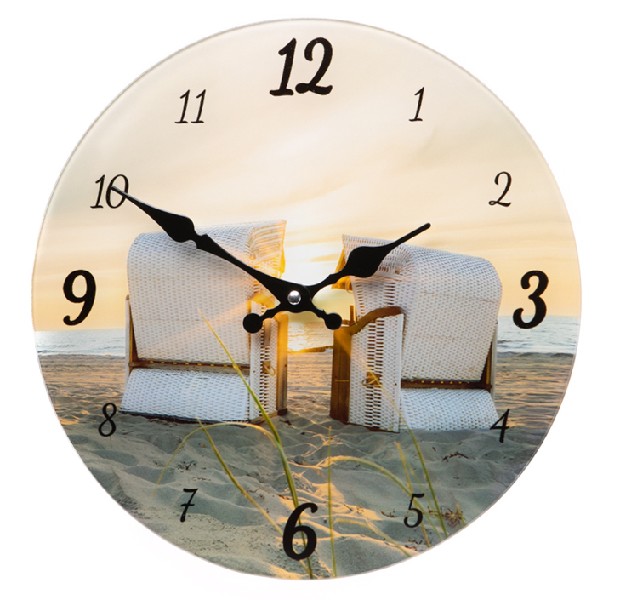 UHR,GLAS,STRANDKORB 30CM