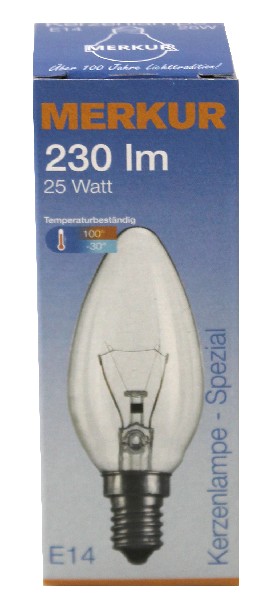 KERZENLAMPE 25W KLAR E14