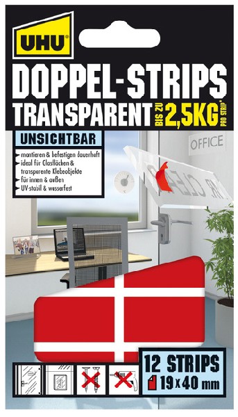 UHU DOPPEL STRIPS TRANSP.