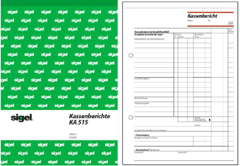 KASSENBERICHTE A5,50BLATT
