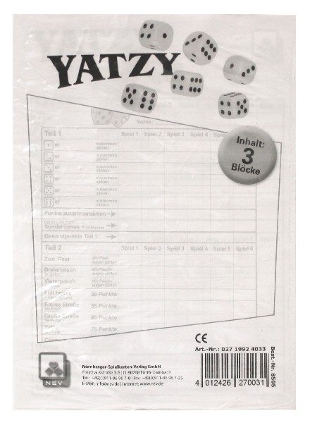 YATZYBLOCK,3ER,DINA6
