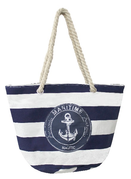 [530297] BADETASCHE,BLAU/WEISS46CM