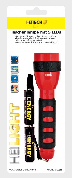 TASCHENLAMPE,5LED,15CM,SB
