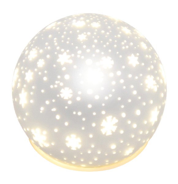 KUGEL GLAS LED WEISS SNOW