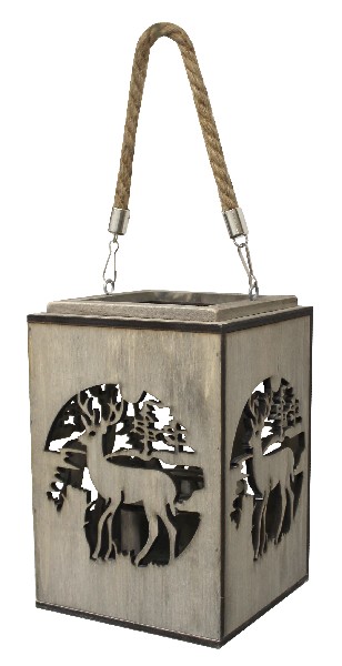 LATERNE HOLZ "HIRSCH"