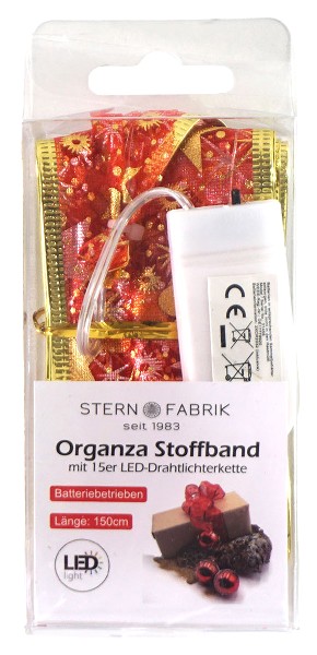 LED ORGANZA STOFFBAND ROT