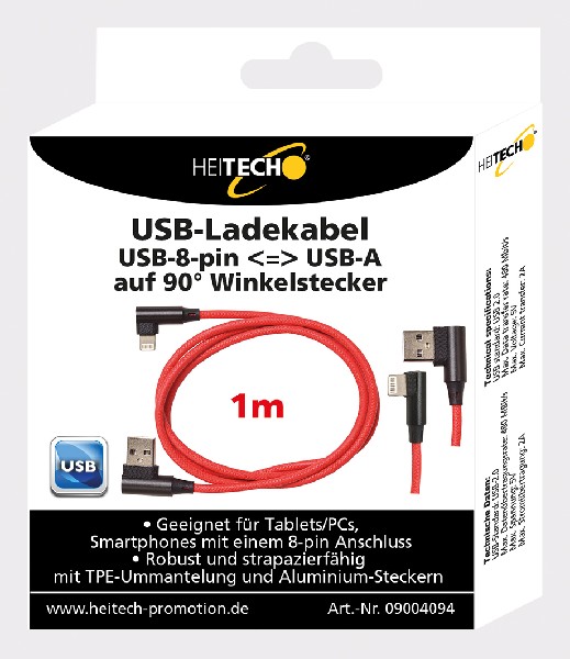 LADEKABEL,1M,USB-8PIN, SB