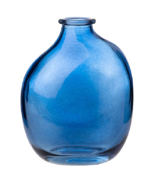VASE,GLAS,BLAU 9X6X11CM
