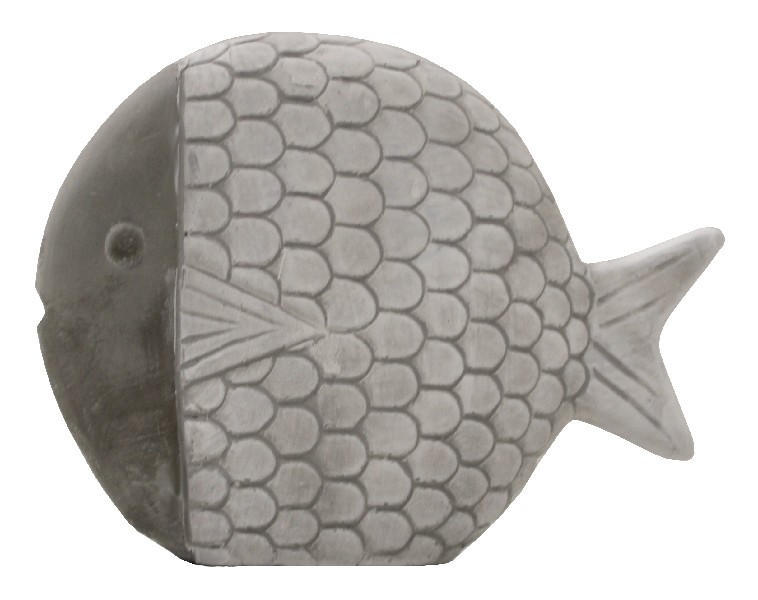 FISCH,WEIß/GRAU,19X14CM
