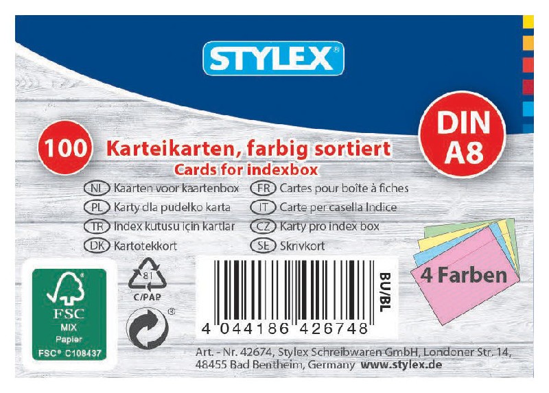 [271354] KARTEIKARTEN A8,BUNT100ER