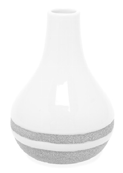 VASE WEISS/GRAU 8X11CM