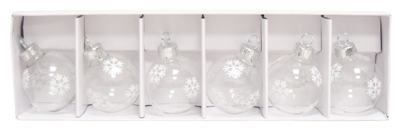 KUGELN GLAS SCHNEEFL. 6ER