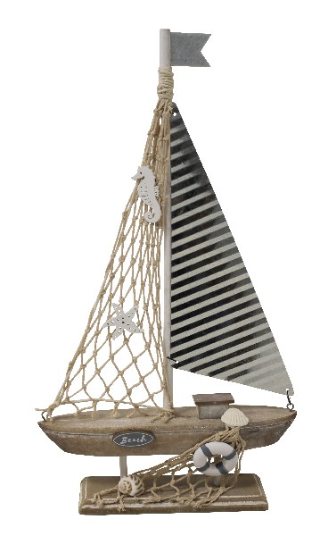SCHIFF,HOLZ, 41CM, BEACH
