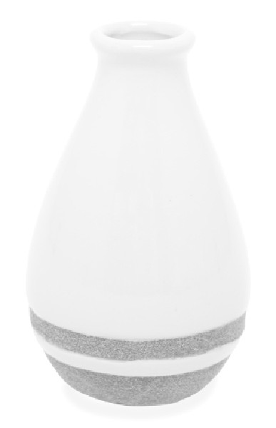 VASE WEISS/GRAU 6X10CM