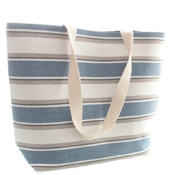 [530253] BADETASCHE STREIFEN,BLAU