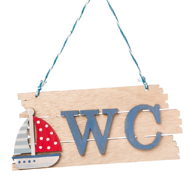 SCHILD,WC,M.BOOT,18X8CM